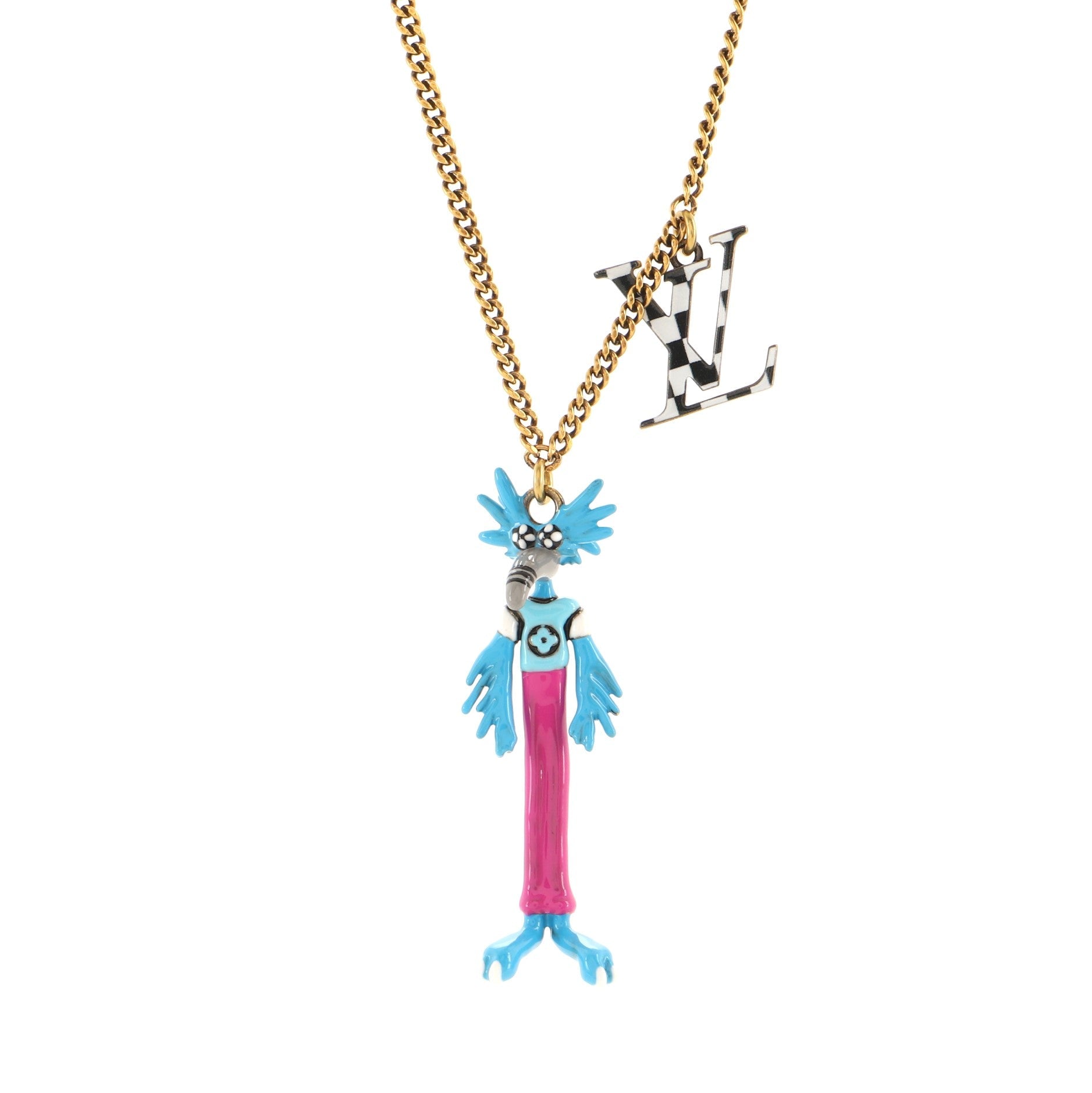 LV Friends Pendant Necklace Metal and Enamel