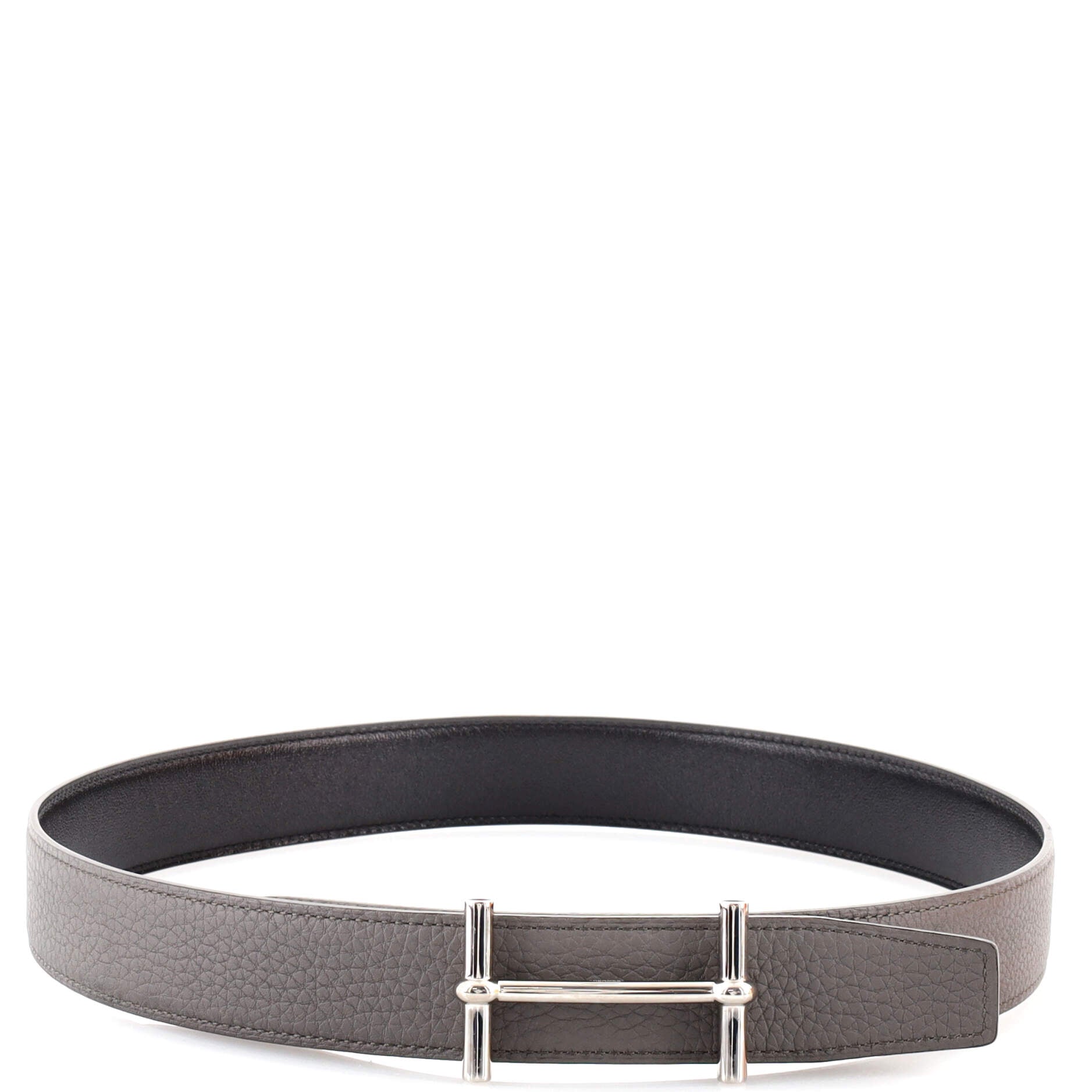 H D'Ancre Reversible Belt Metal and Leather Wide 80