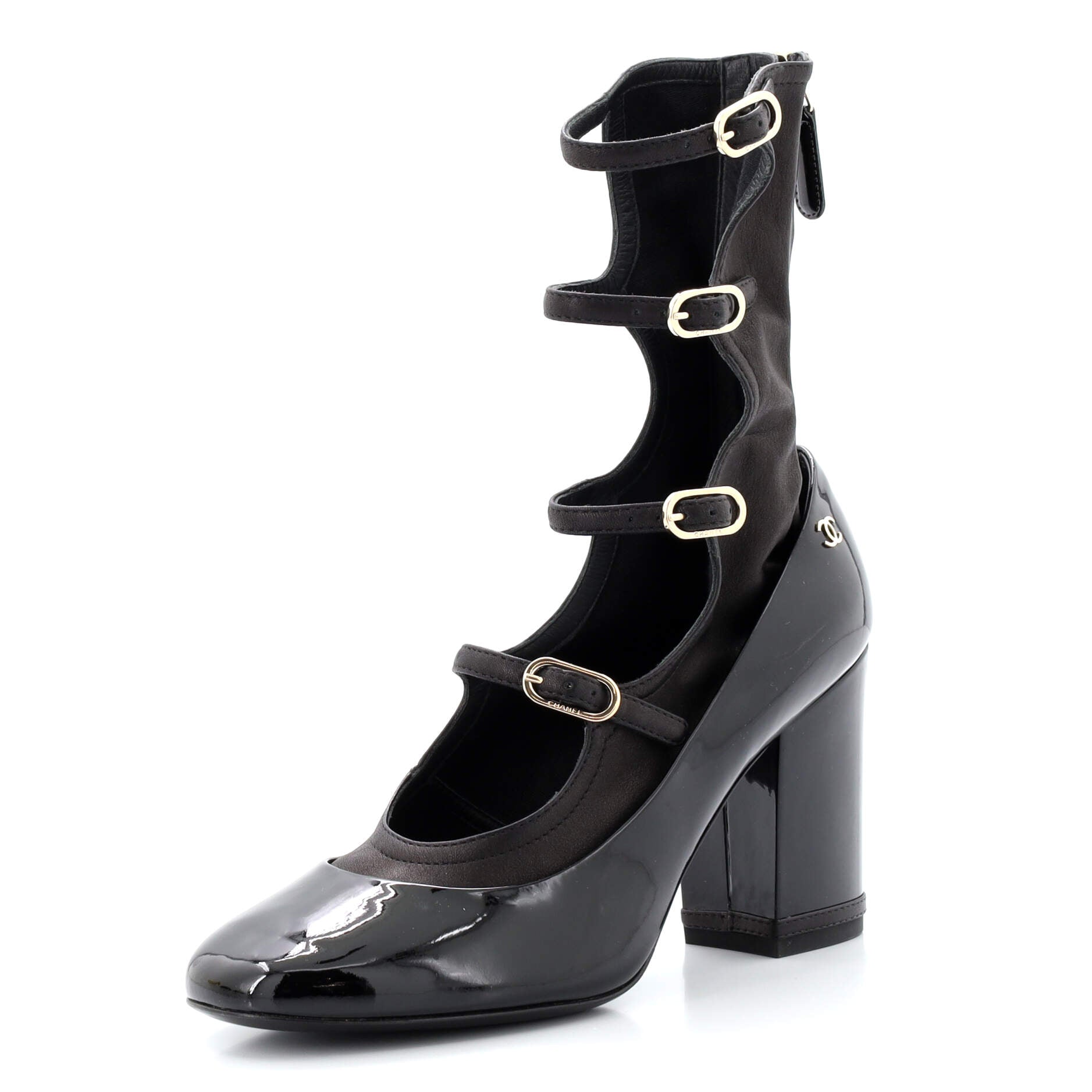 Women's CC Gladiator Pumps Patent and Calfskin