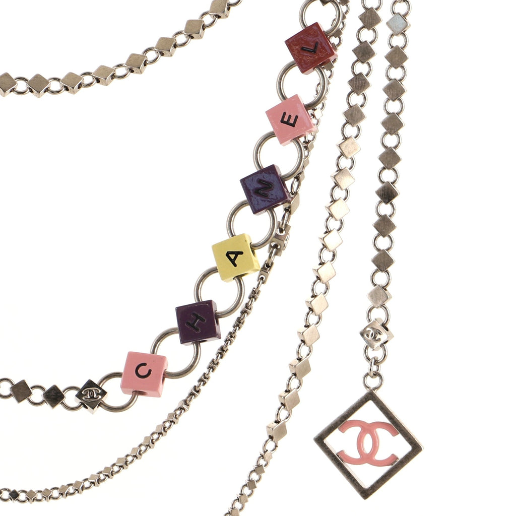 Square CC Logo Multi Chain Belt Resin and Metal 95