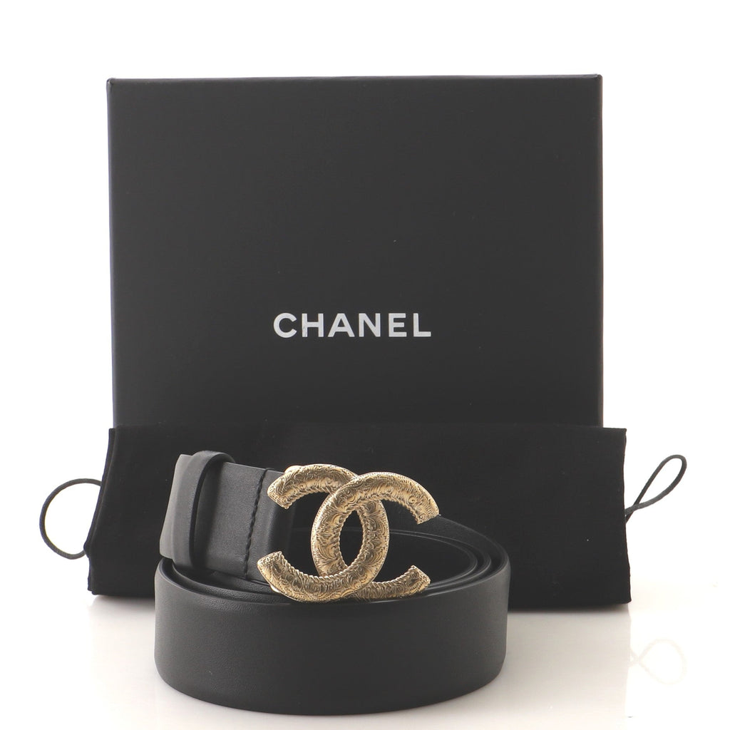 CC Belt Etched Metal with Leather Medium 85