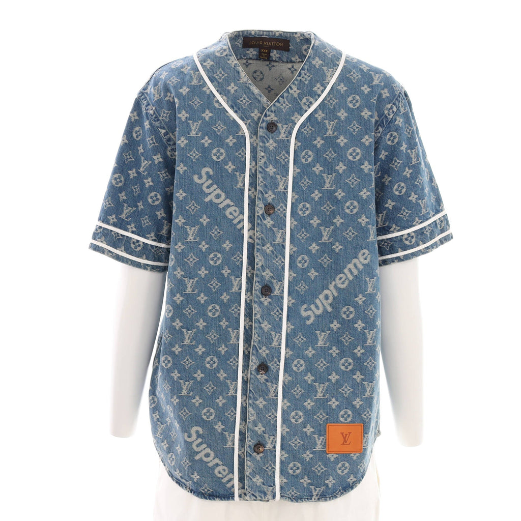 Men's Baseball Shirt Limited Edition Supreme Monogram Denim