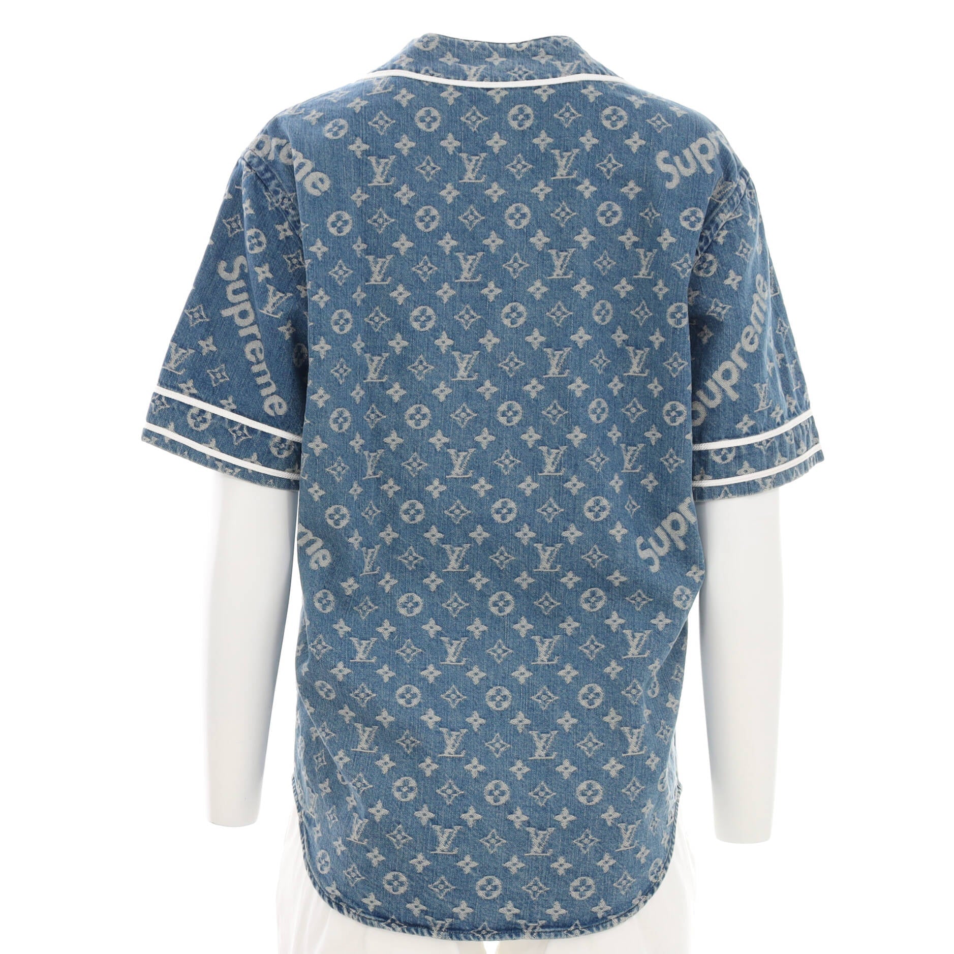 Men's Baseball Shirt Limited Edition Supreme Monogram Denim