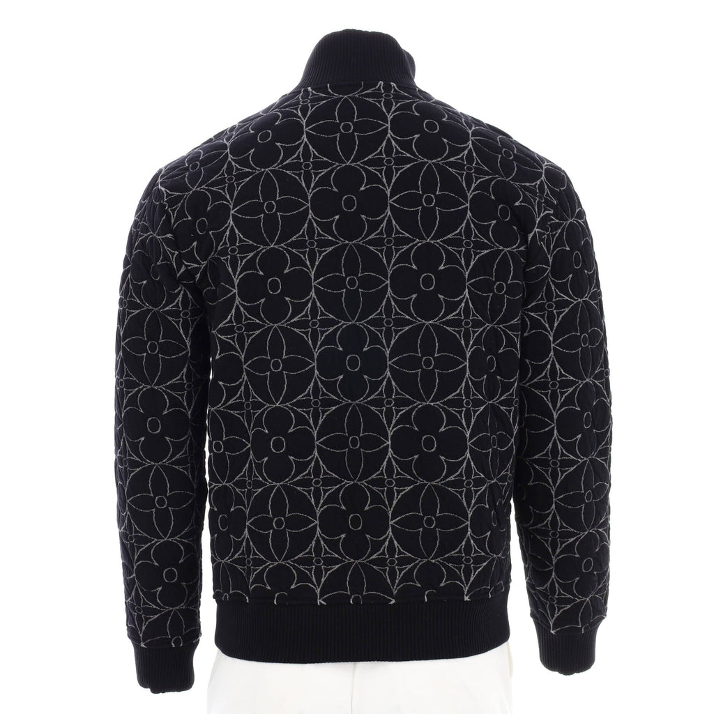 Zip-Through Monogram Flower Blouson Cotton Blend