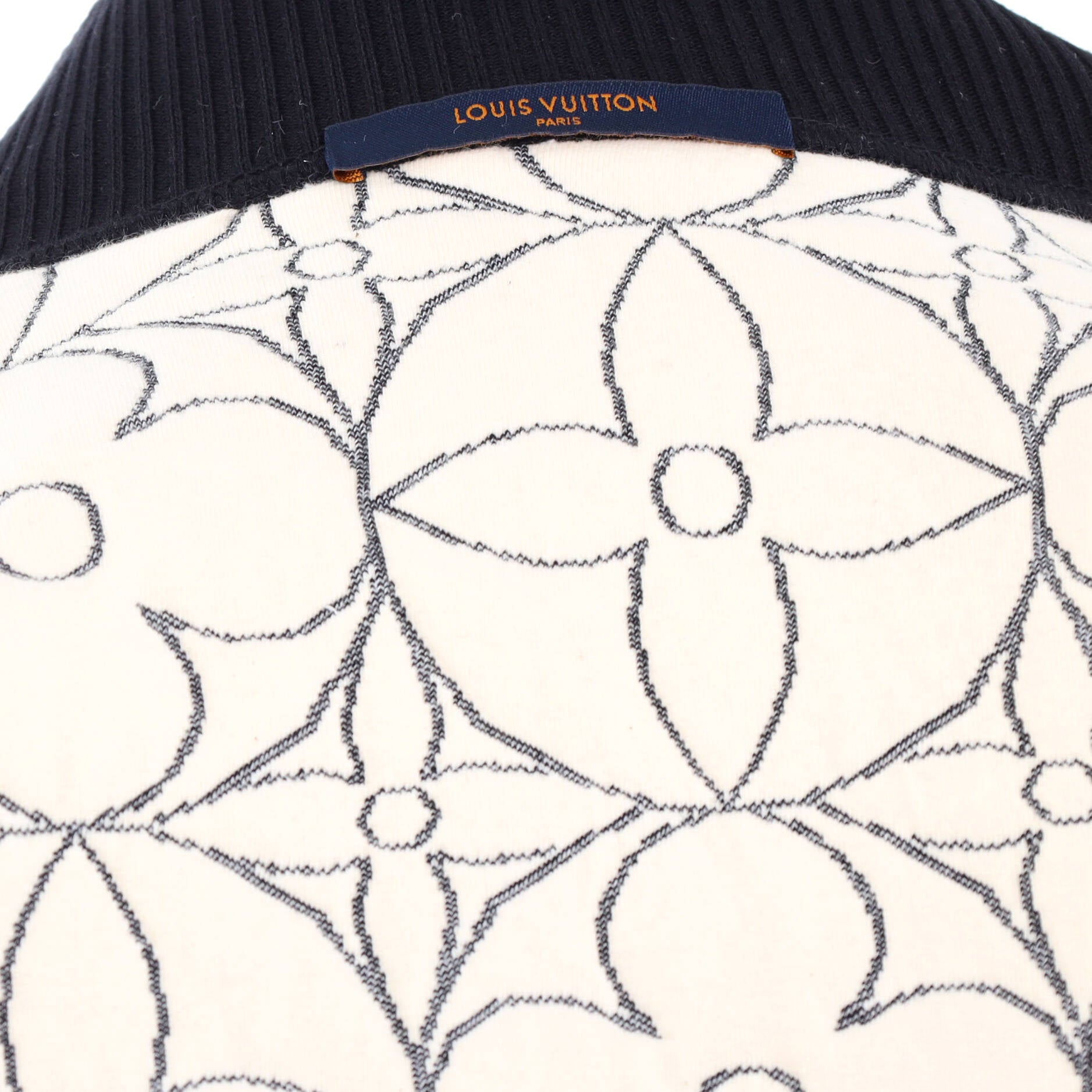 Zip-Through Monogram Flower Blouson Cotton Blend