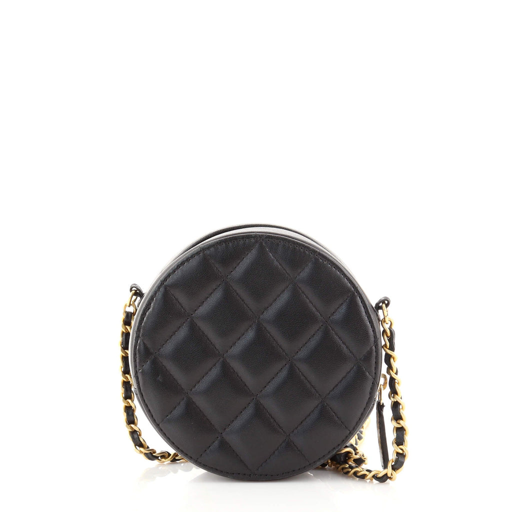 Egyptian Amulet Round Chain Clutch Quilted Calfskin Mini