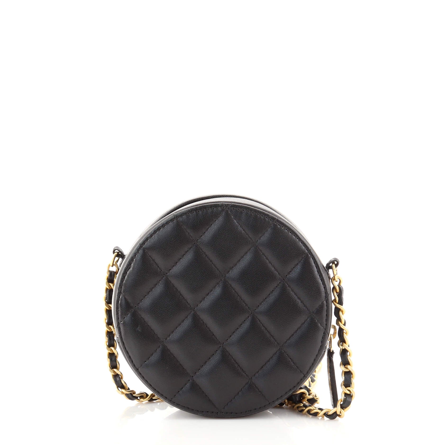 Egyptian Amulet Round Chain Clutch Quilted Calfskin Mini