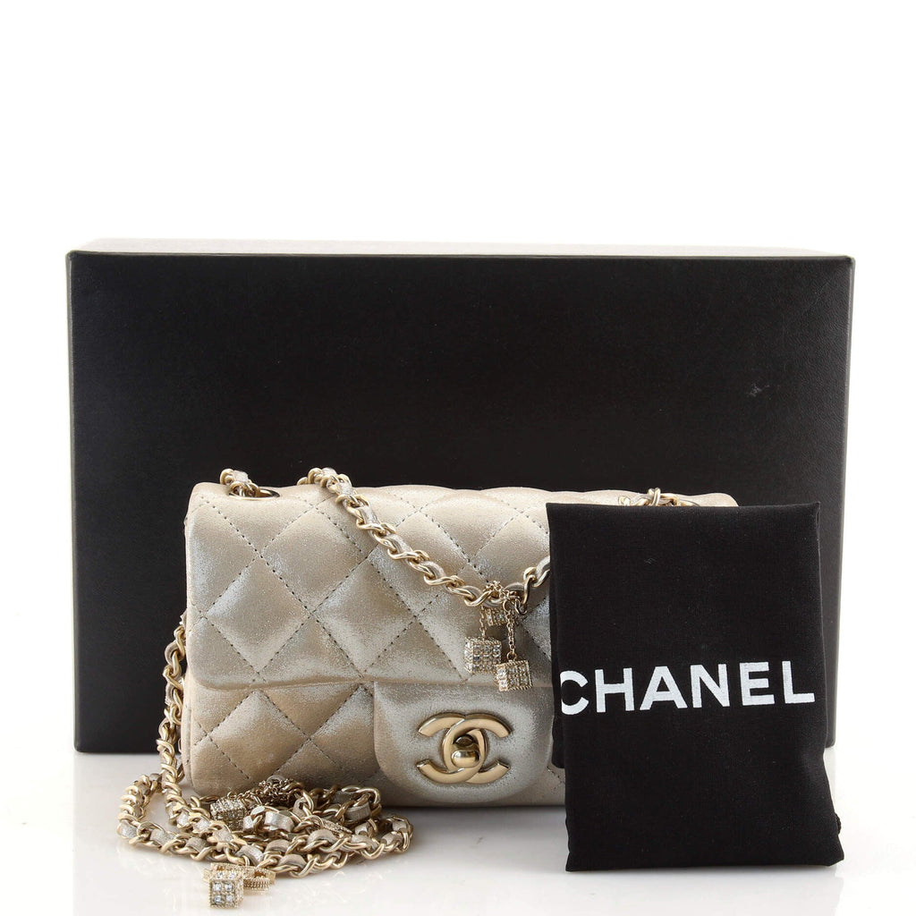 Crystal Dice Classic Single Flap Bag Quilted Iridescent Calfskin Extra Mini