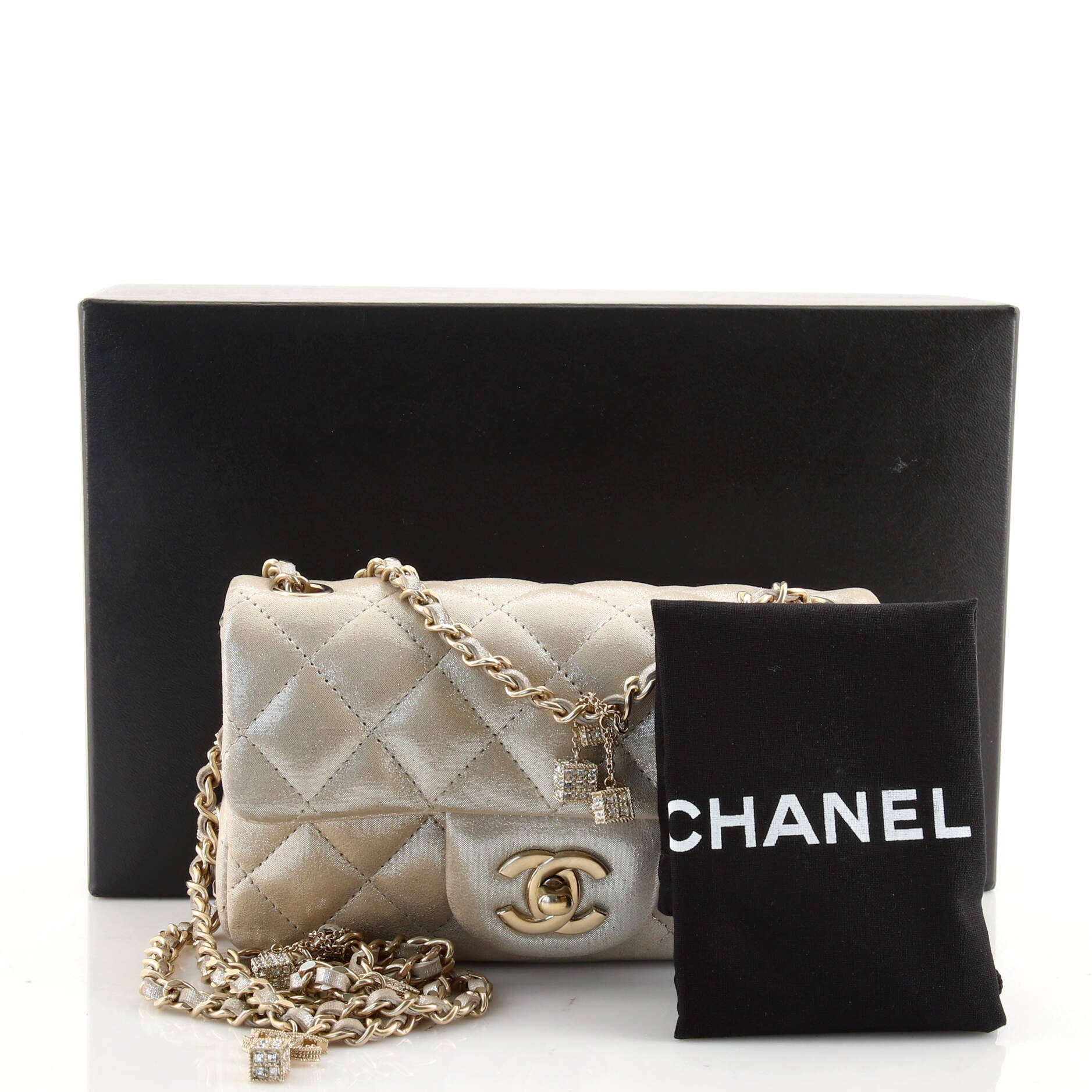 Crystal Dice Classic Single Flap Bag Quilted Iridescent Calfskin Extra Mini