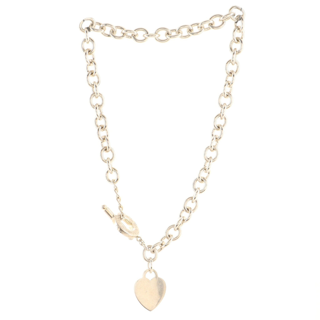 Heart Tag Choker Necklace Sterling Silver