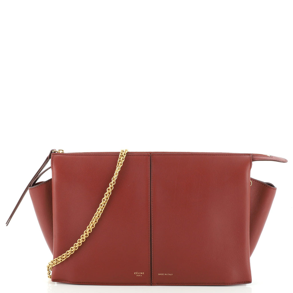 Tri-Fold Clutch on Chain Smooth Leather