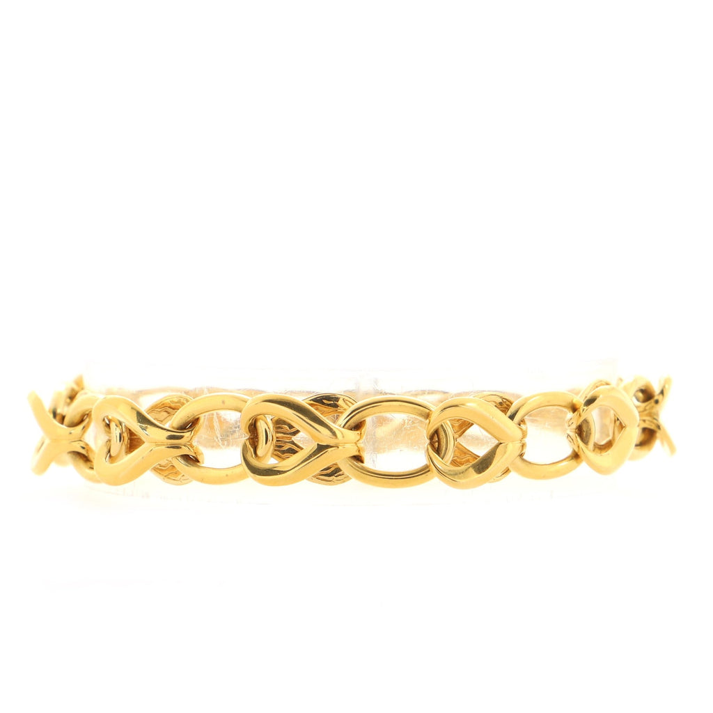 Bamboo Hook Bangle Bracelet 18K Yellow Gold with Diamonds