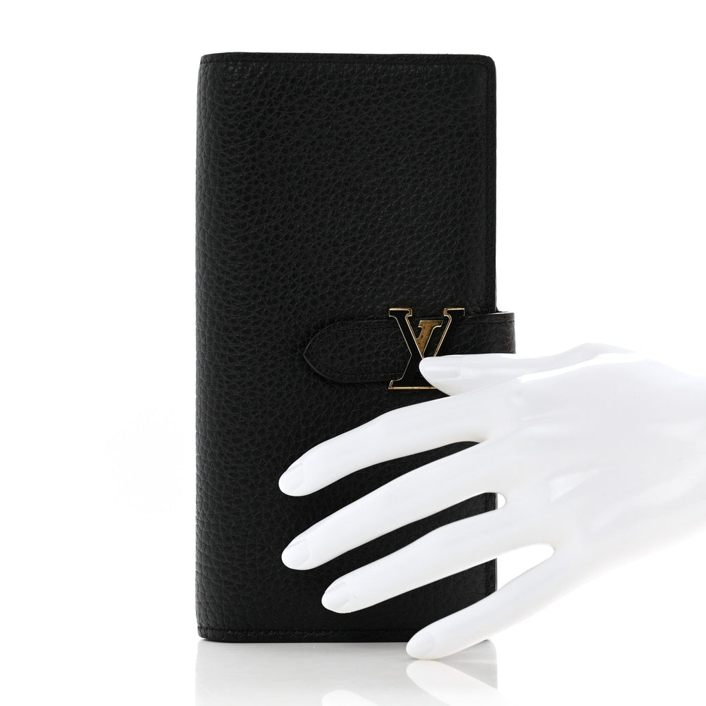 Taurillon LV Vertical Capucines Wallet Black Arizona