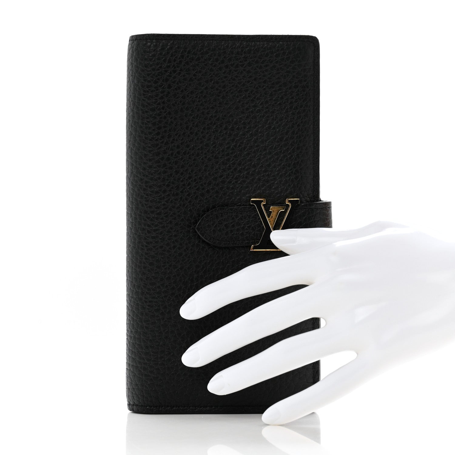 Taurillon LV Vertical Capucines Wallet Black Arizona