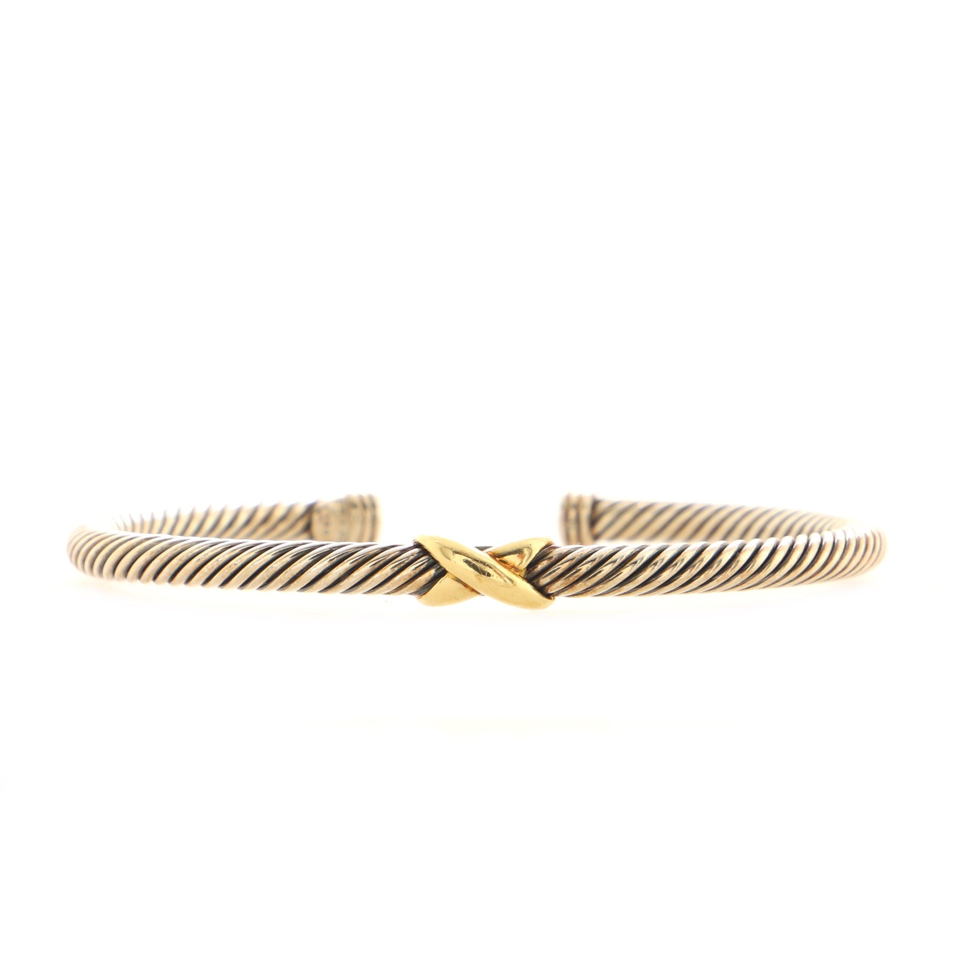X Cable Bracelet Sterling Silver with 18K Yellow Gold 4mm