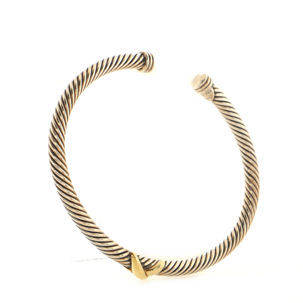 X Cable Bracelet Sterling Silver with 18K Yellow Gold 4mm