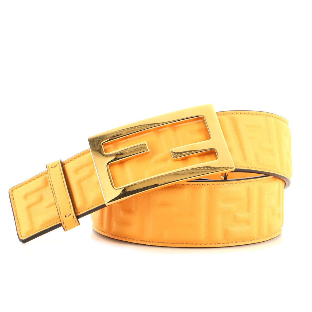 FF Buckle Belt Zucca Embossed Leather Wide 65