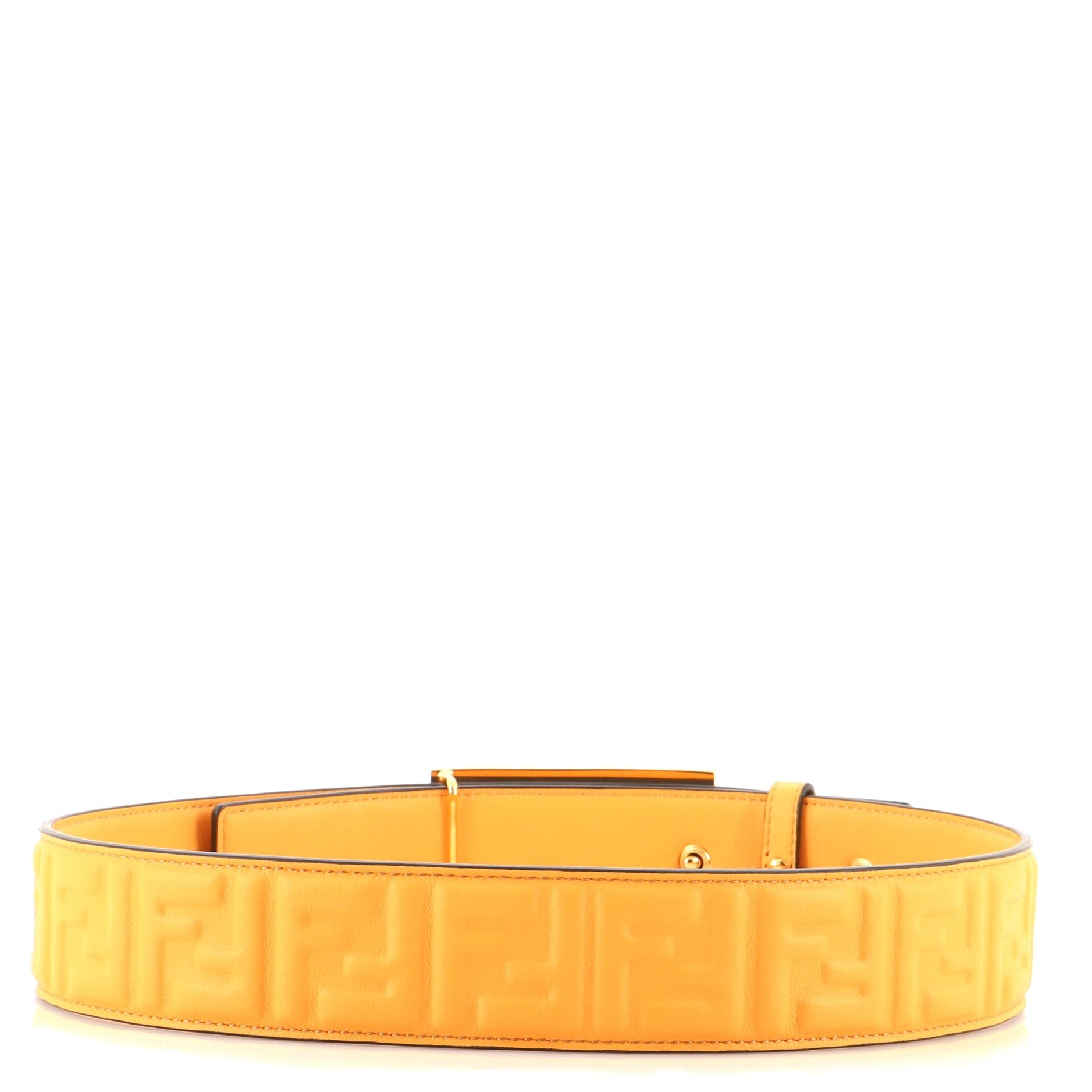 FF Buckle Belt Zucca Embossed Leather Wide 65