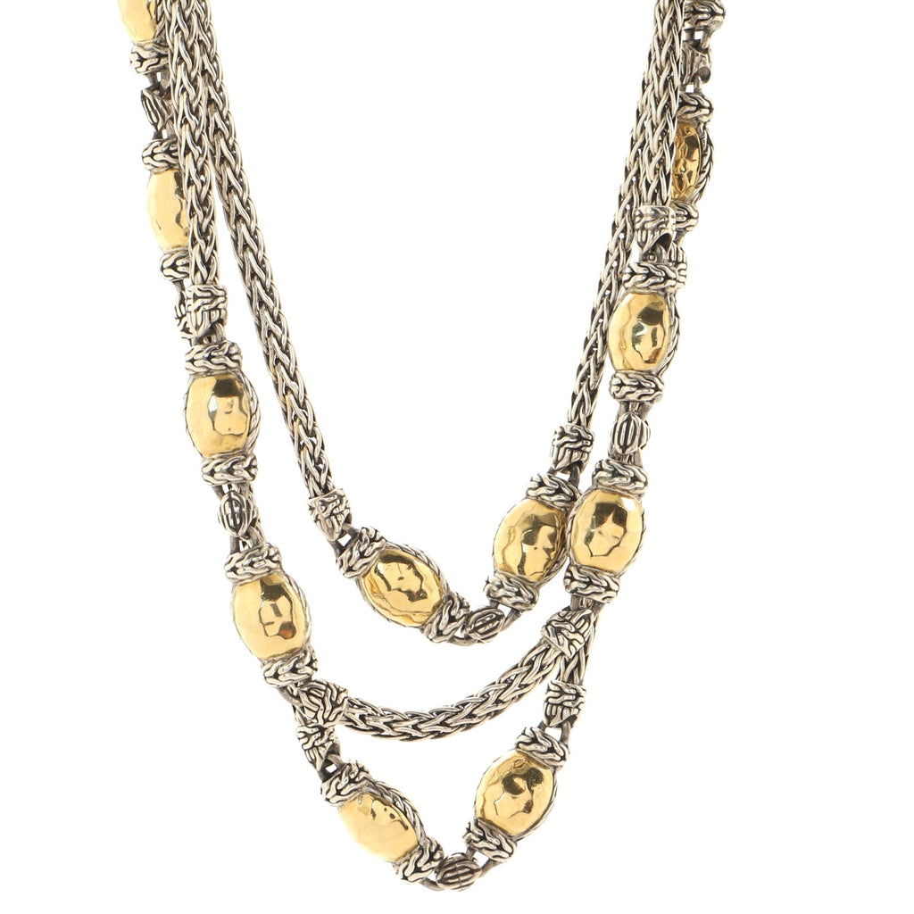 Palu Multistrand Necklace Sterling Silver with 22K Yellow Gold