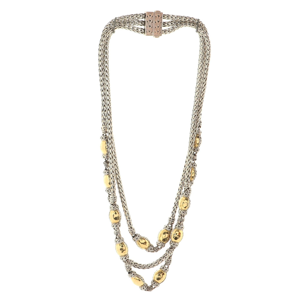 Palu Multistrand Necklace Sterling Silver with 22K Yellow Gold