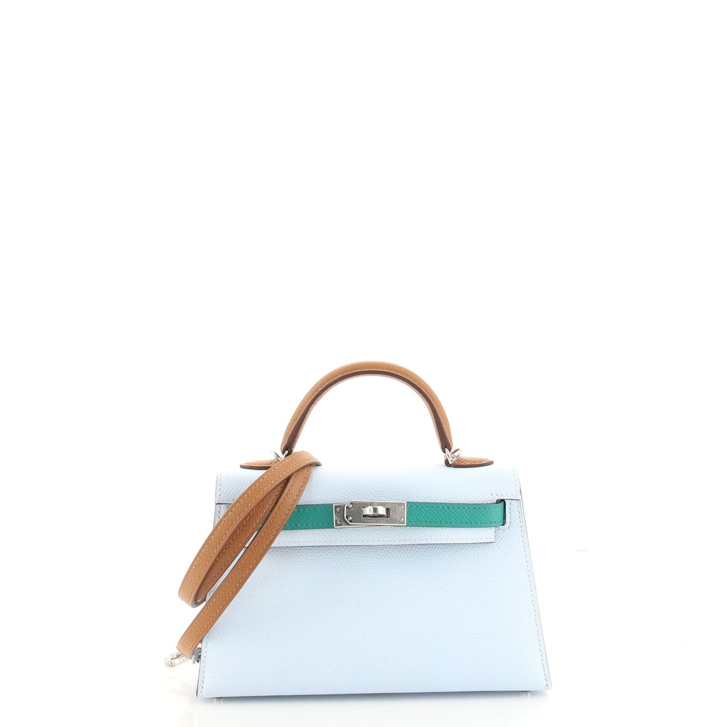 Kelly Mini II Bag Tricolor Epsom with Palladium Hardware 20
