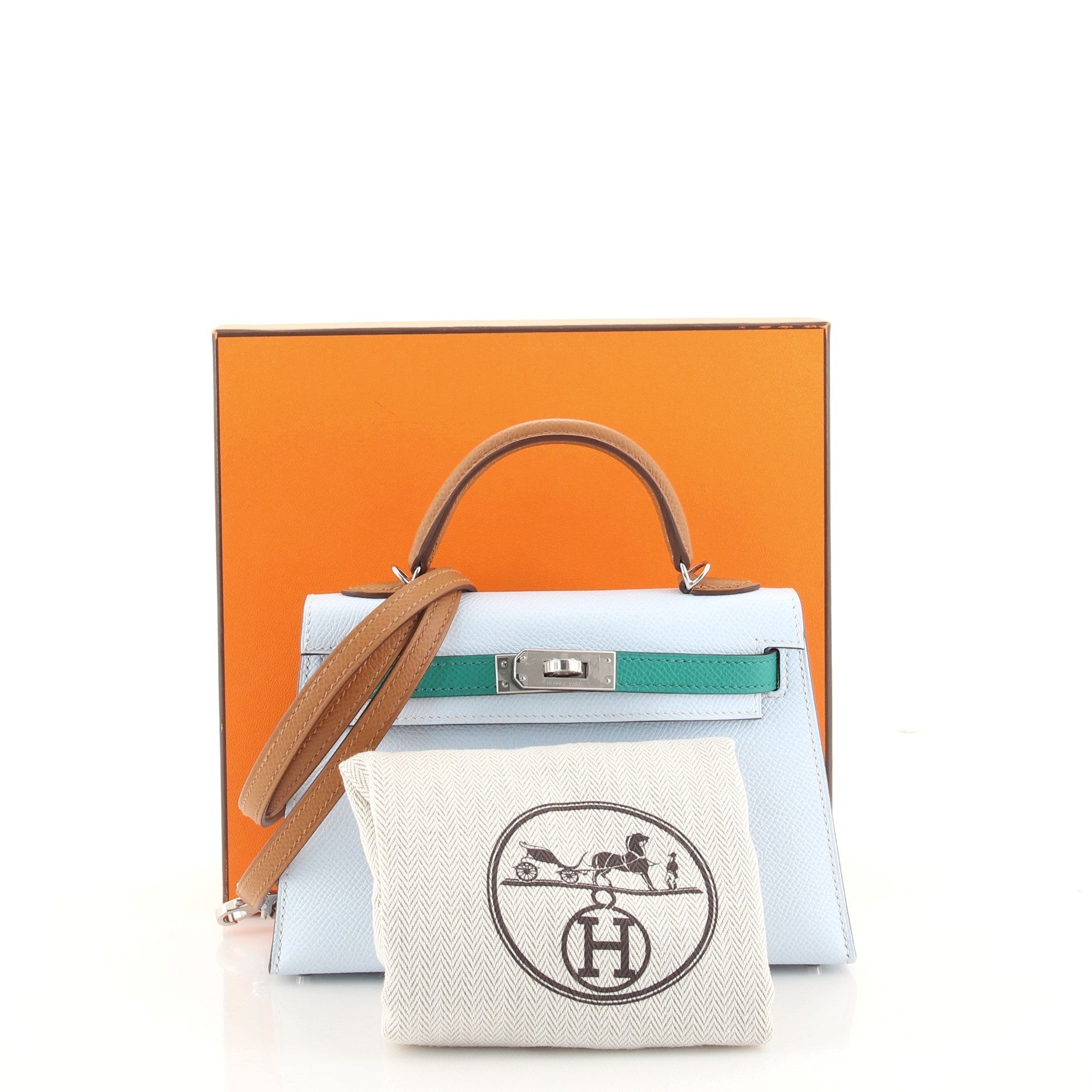 Kelly Mini II Bag Tricolor Epsom with Palladium Hardware 20
