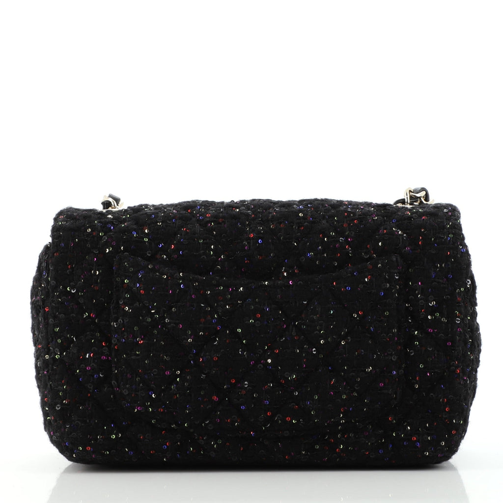 Classic Single Flap Bag Quilted Tweed and Sequins with Crystals Mini