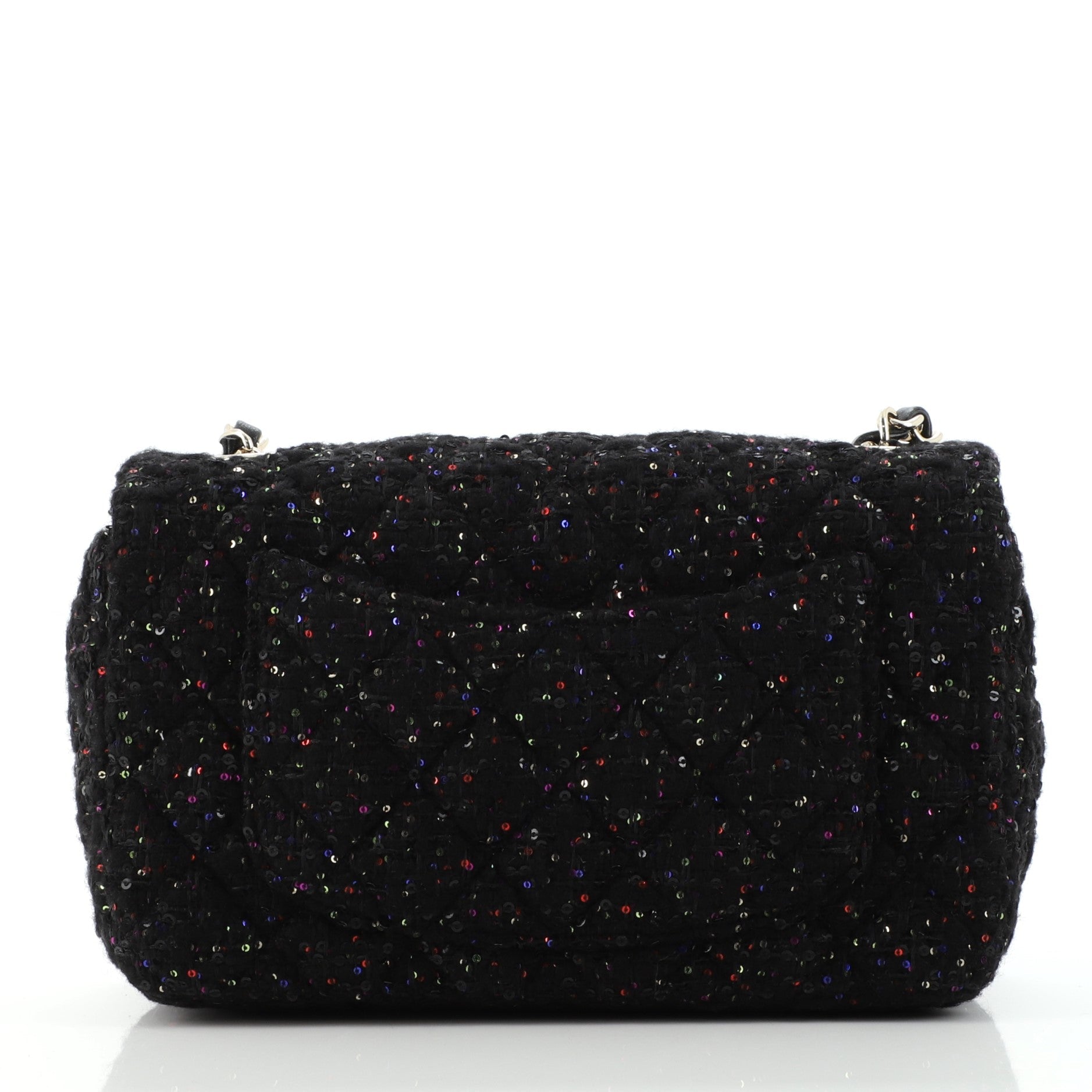 Classic Single Flap Bag Quilted Tweed and Sequins with Crystals Mini
