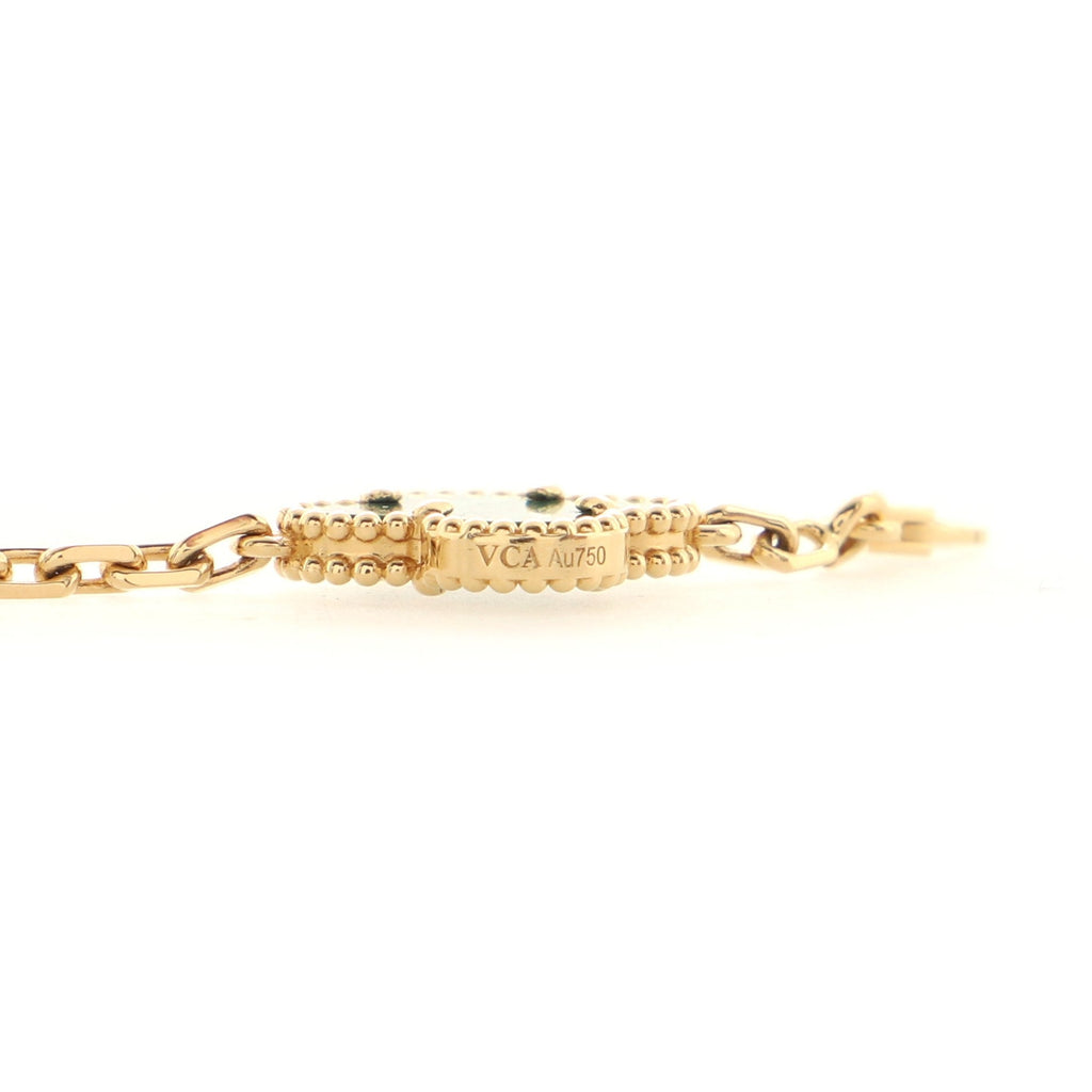 Vintage Alhambra 5 Motifs Bracelet 18K Yellow Gold and Malachite
