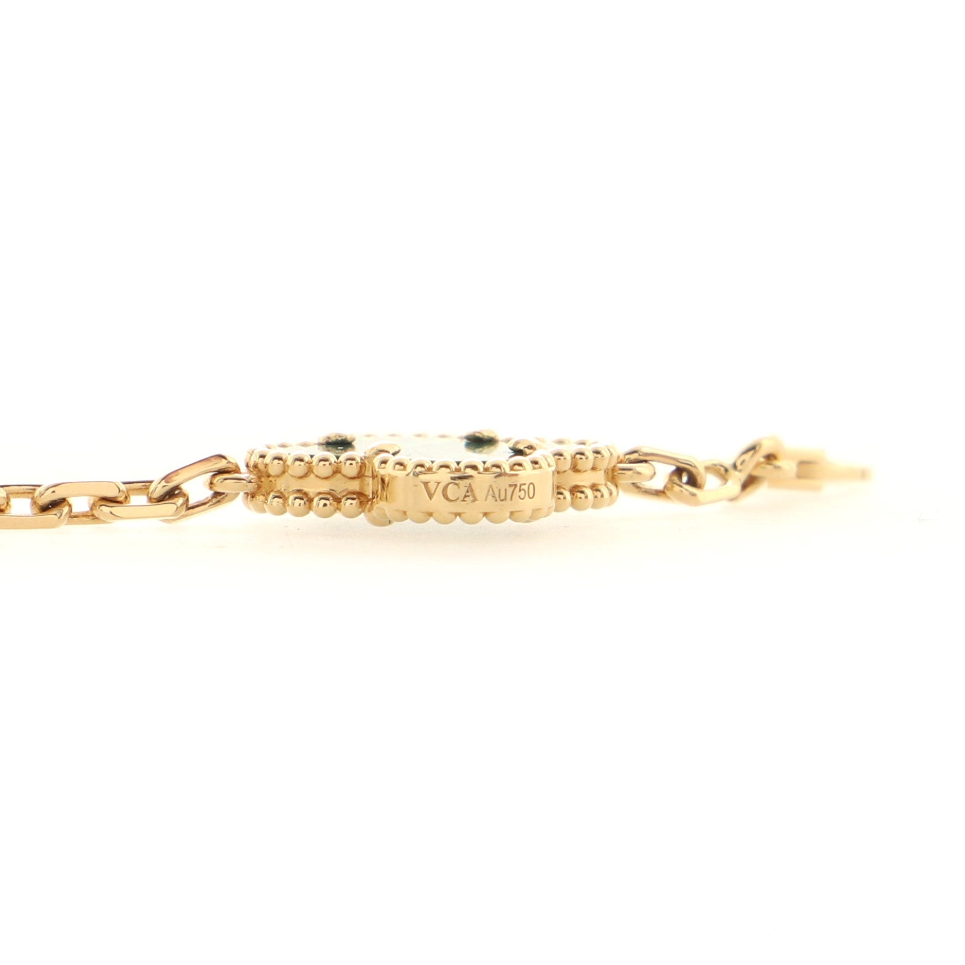 Vintage Alhambra 5 Motifs Bracelet 18K Yellow Gold and Malachite