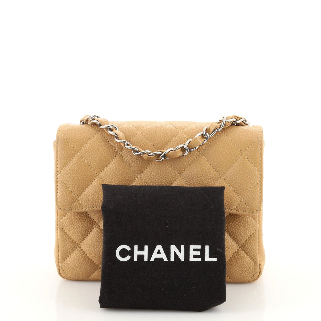 Vintage Square Classic Single Flap Bag Quilted Caviar Mini