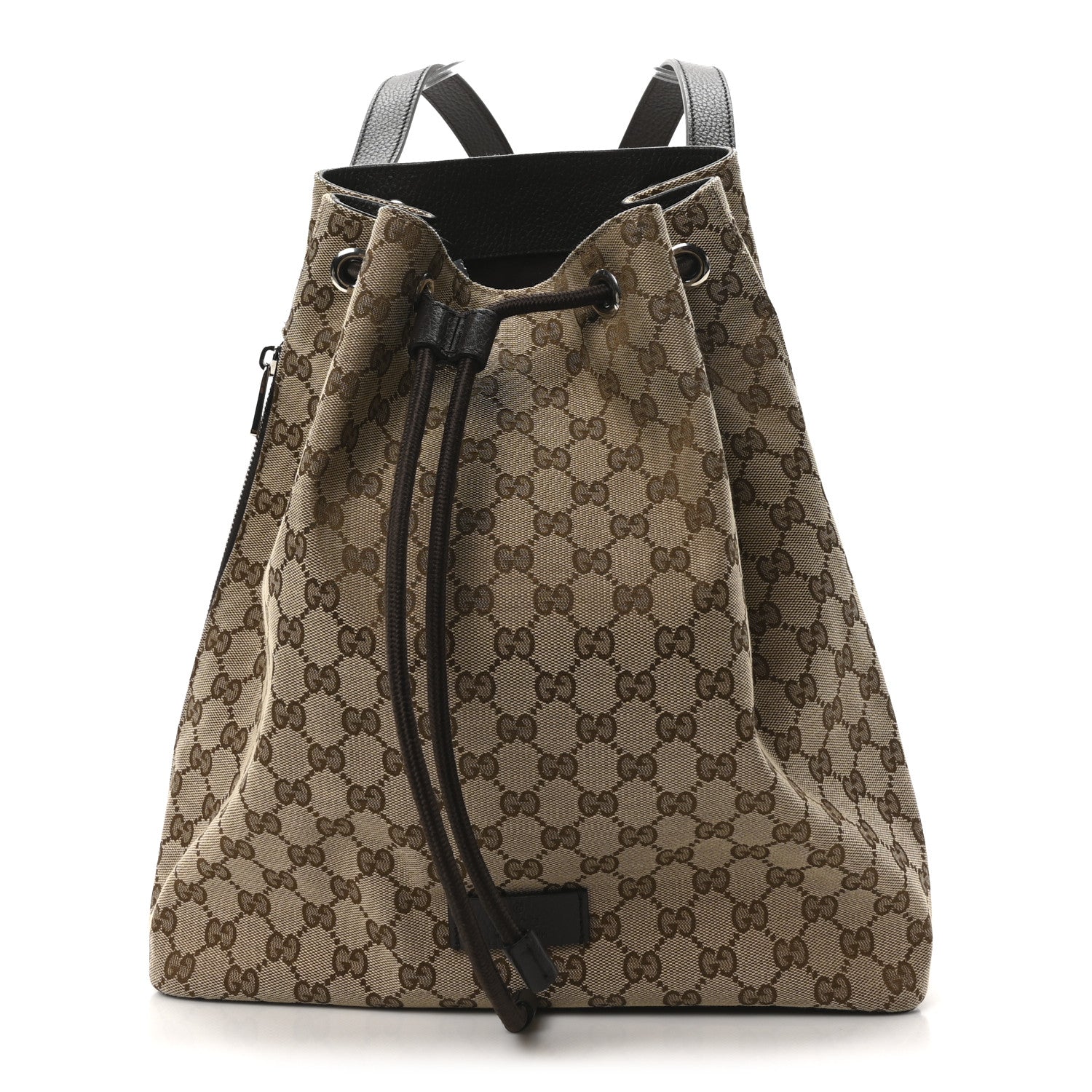 Monogram Dollar Calfskin O Drawstring Backpack Beige Ebony Testa di Moro Dark Chocolate