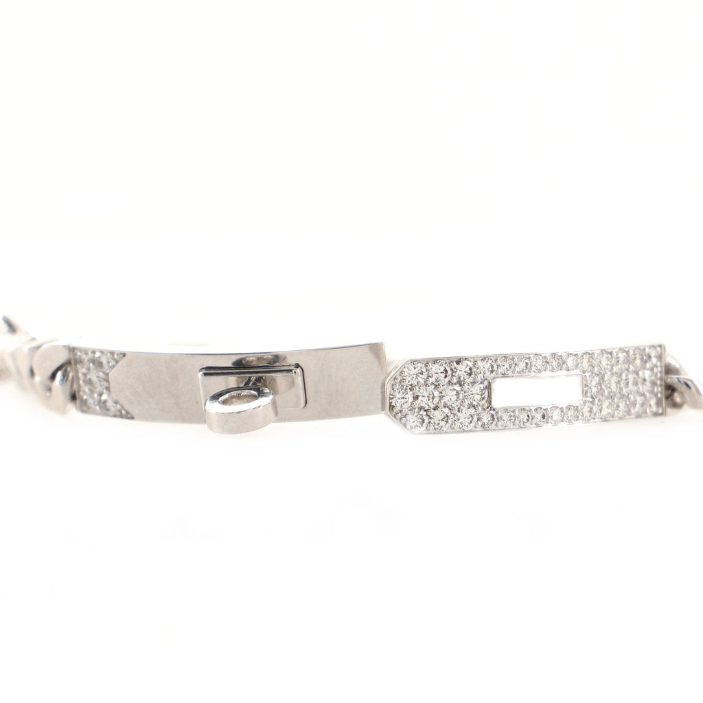 Kelly Gourmette Bracelet 18K White Gold and Pave Diamonds Extra Small