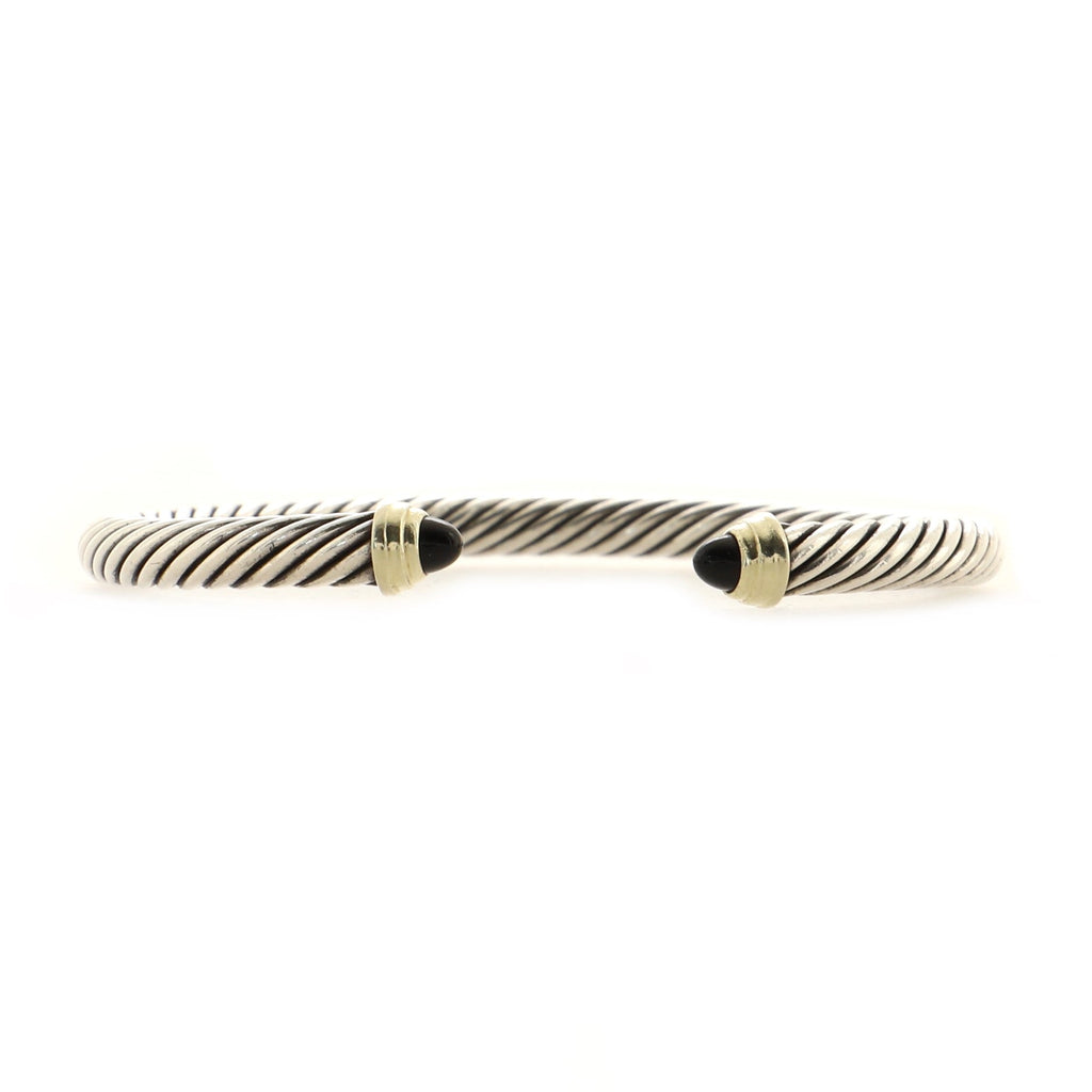Cable Classic Bracelet Sterling Silver with 14K Yellow Gold and Onyx 5mm