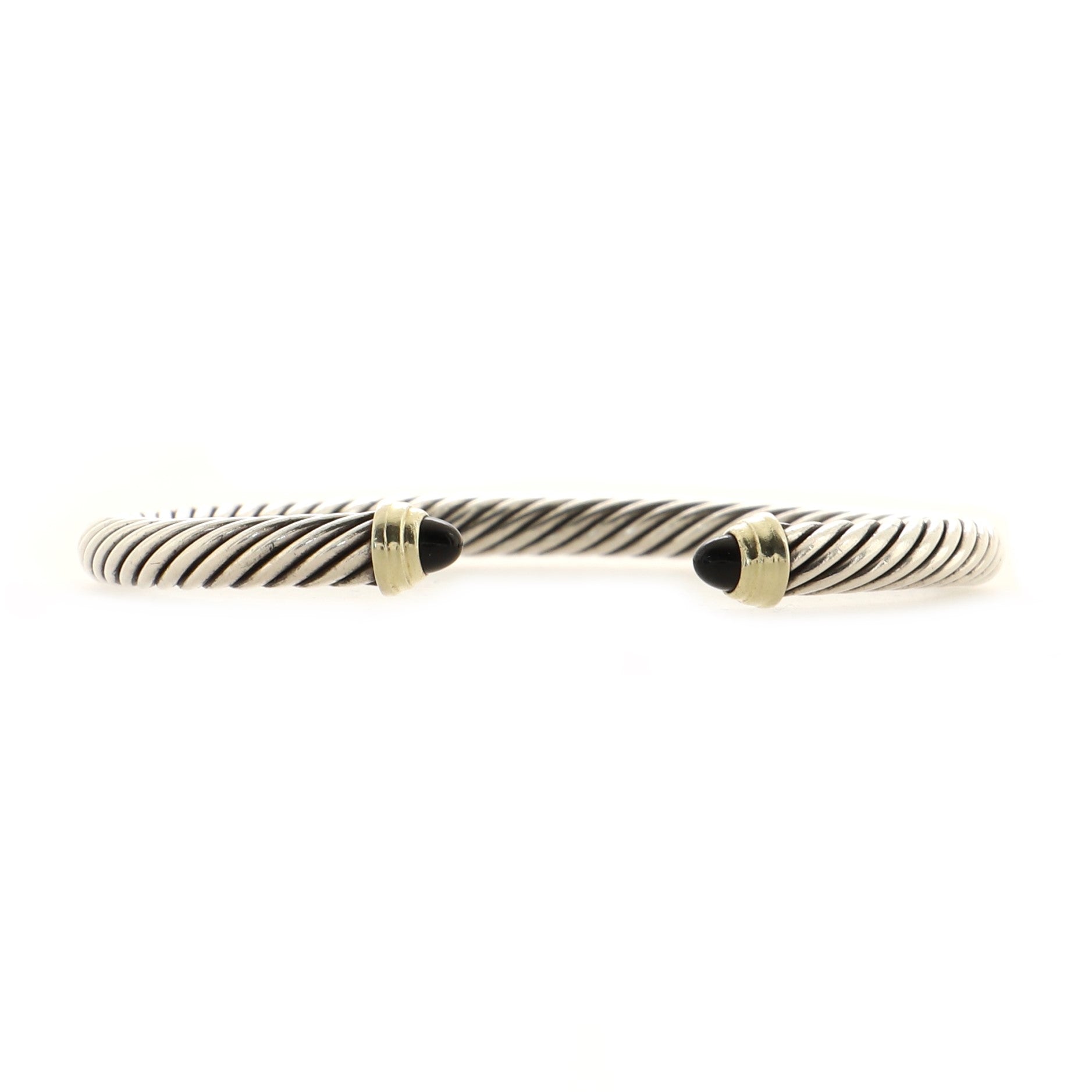 Cable Classic Bracelet Sterling Silver with 14K Yellow Gold and Onyx 5mm