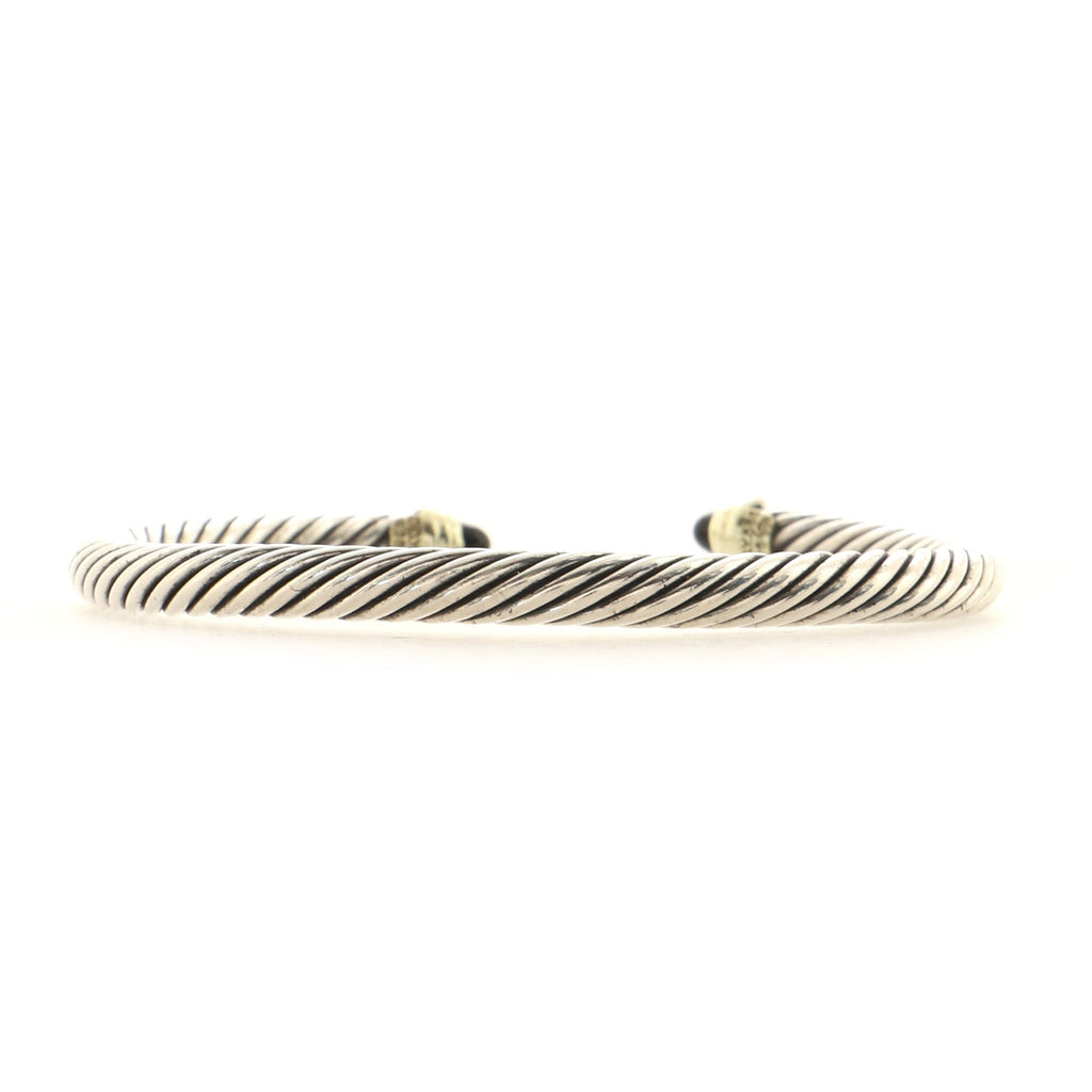 Cable Classic Bracelet Sterling Silver with 14K Yellow Gold and Onyx 5mm