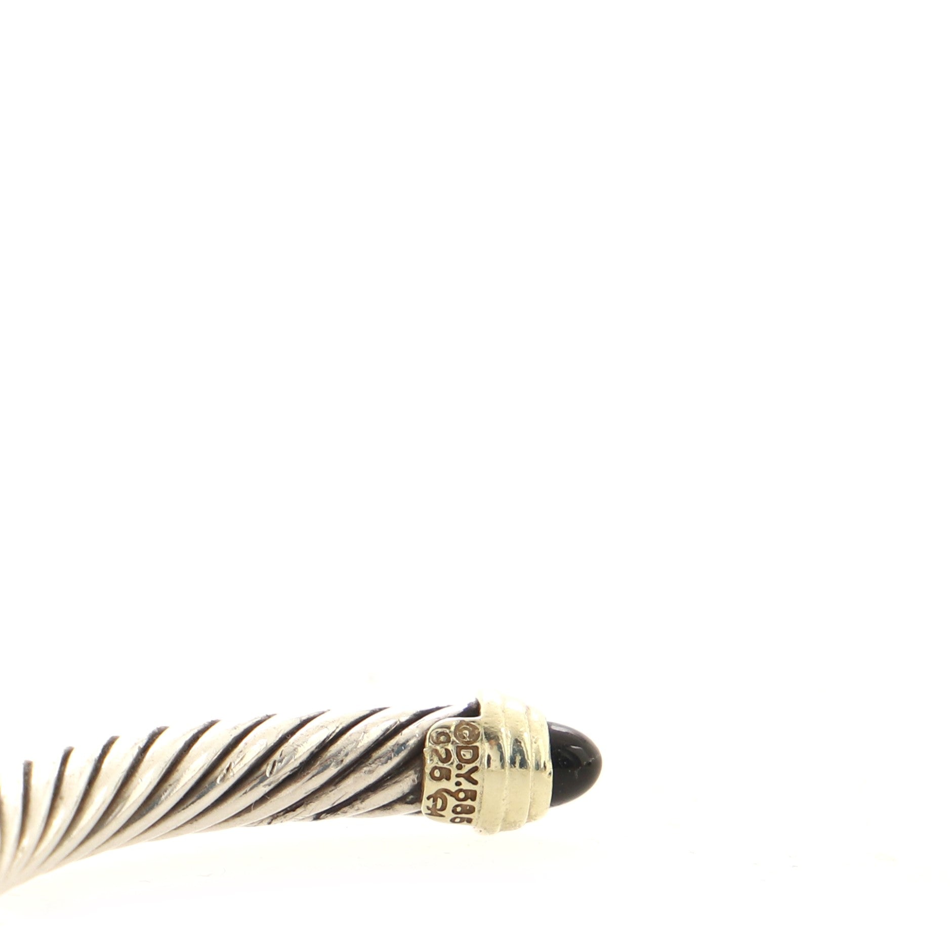 Cable Classic Bracelet Sterling Silver with 14K Yellow Gold and Onyx 5mm