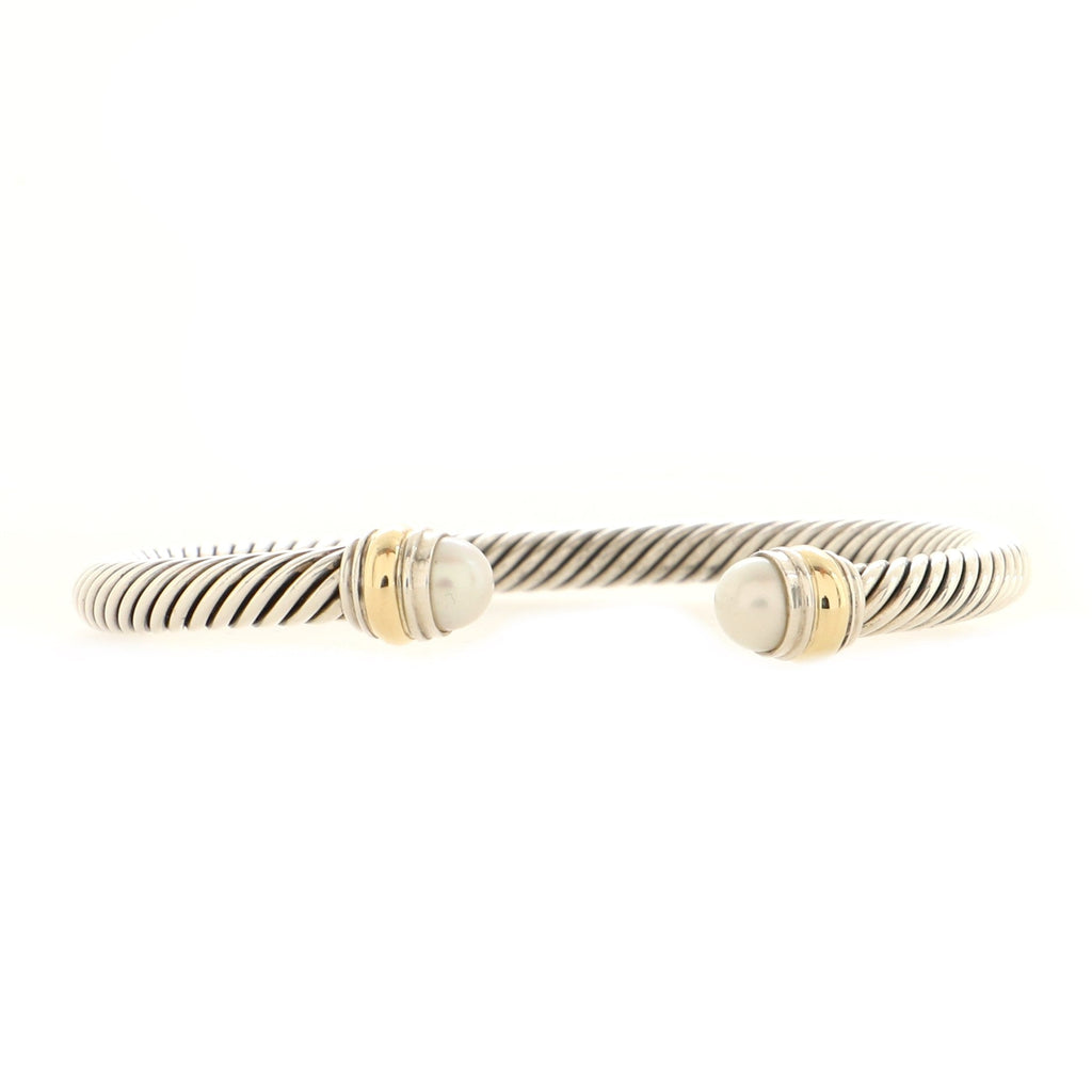 Cable Classic Bracelet Sterling Silver with 14K Yellow Gold and Pearls 5mm