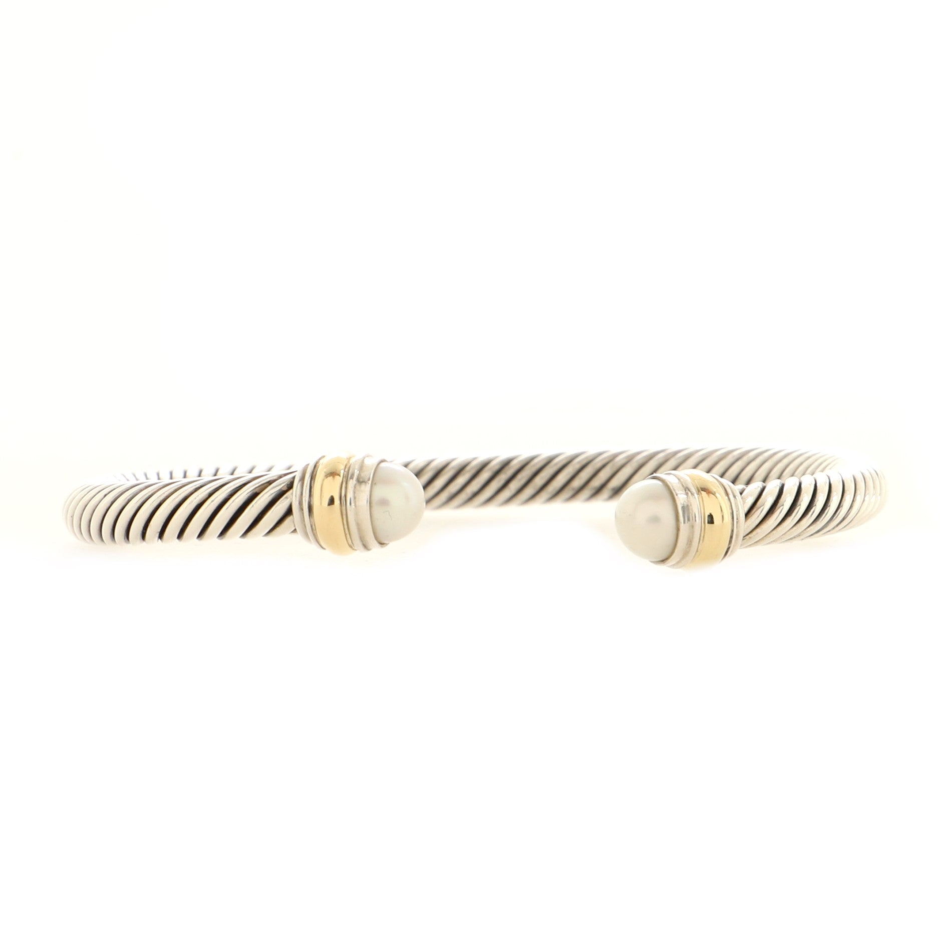 Cable Classic Bracelet Sterling Silver with 14K Yellow Gold and Pearls 5mm