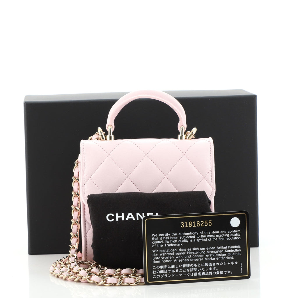 Square Classic Flap Top Handle Clutch with Chain Quilted Lambskin