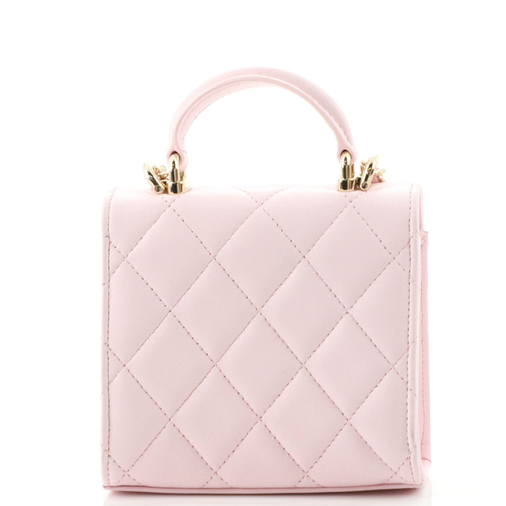 Square Classic Flap Top Handle Clutch with Chain Quilted Lambskin