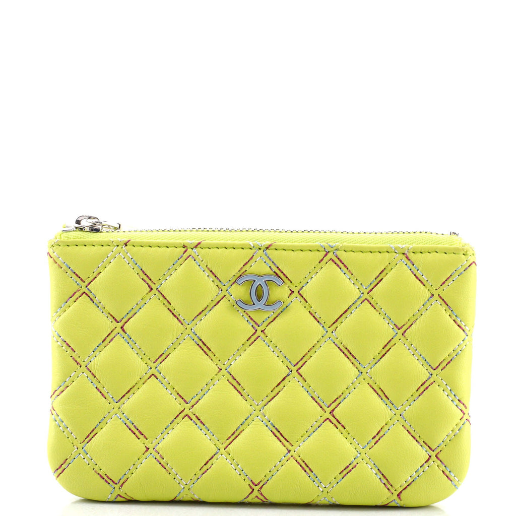 Double Stitch O Case Clutch Quilted Lambskin Small