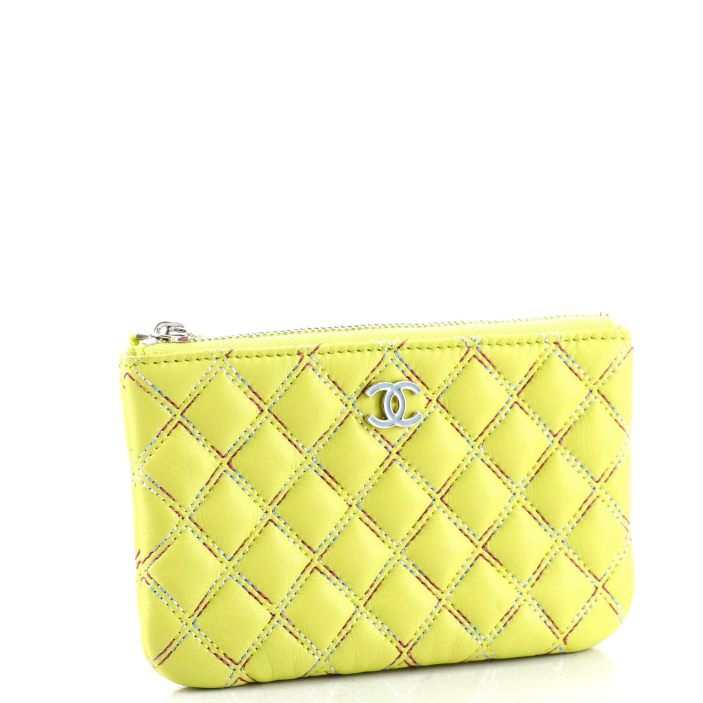 Double Stitch O Case Clutch Quilted Lambskin Small
