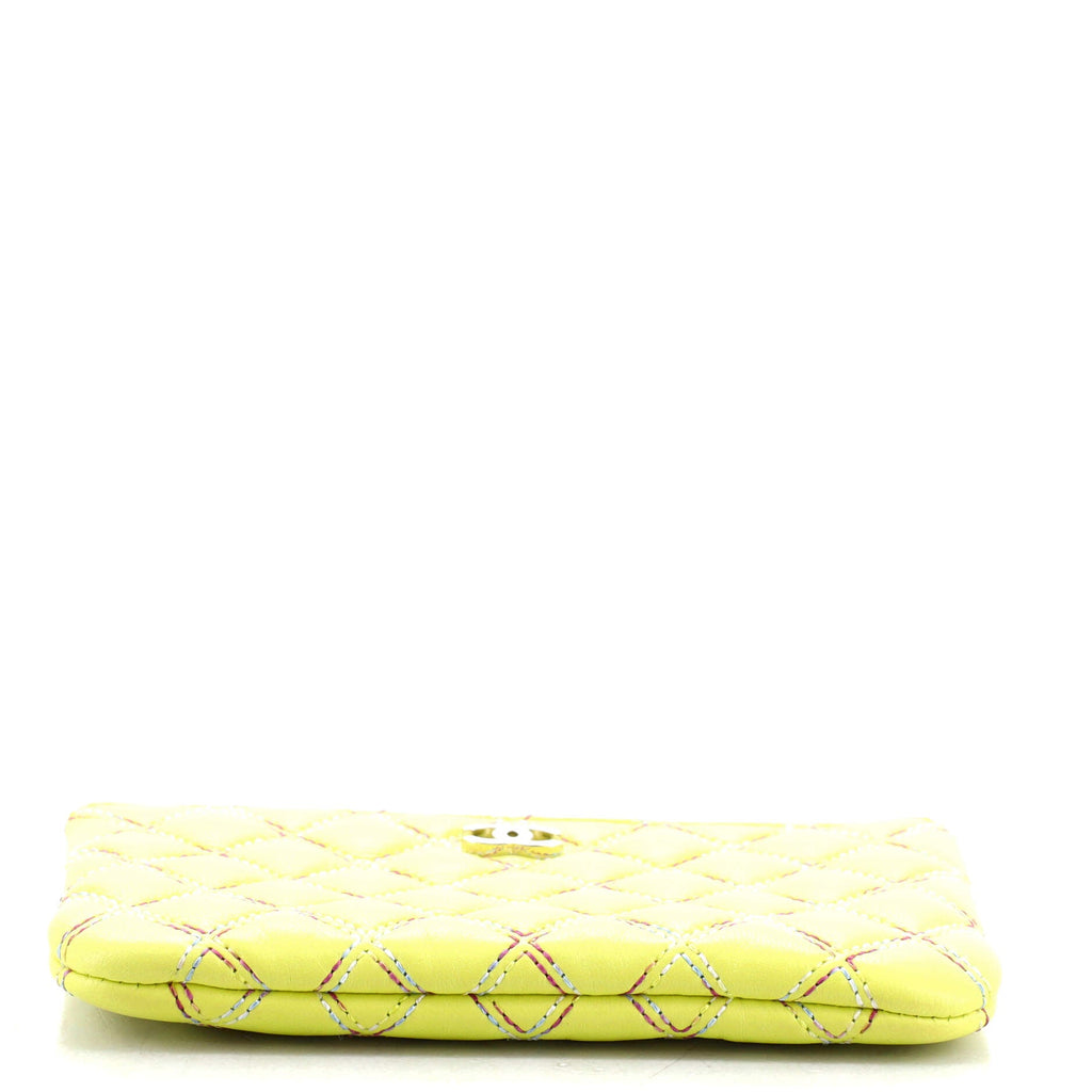 Double Stitch O Case Clutch Quilted Lambskin Small