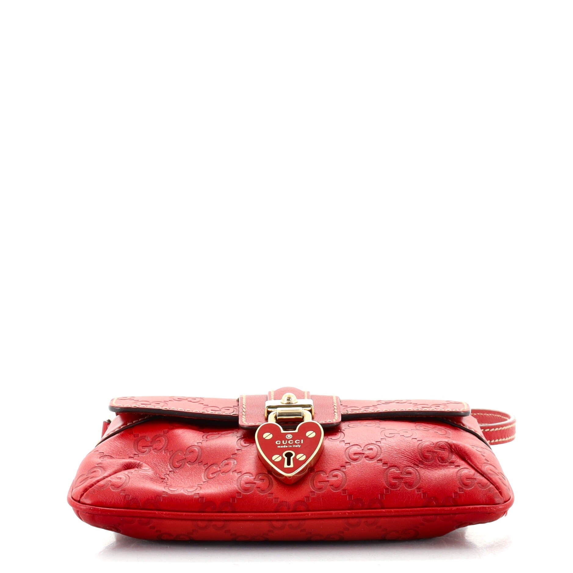 Vintage Heart Lock Flap Bag Guccissima Leather Mini