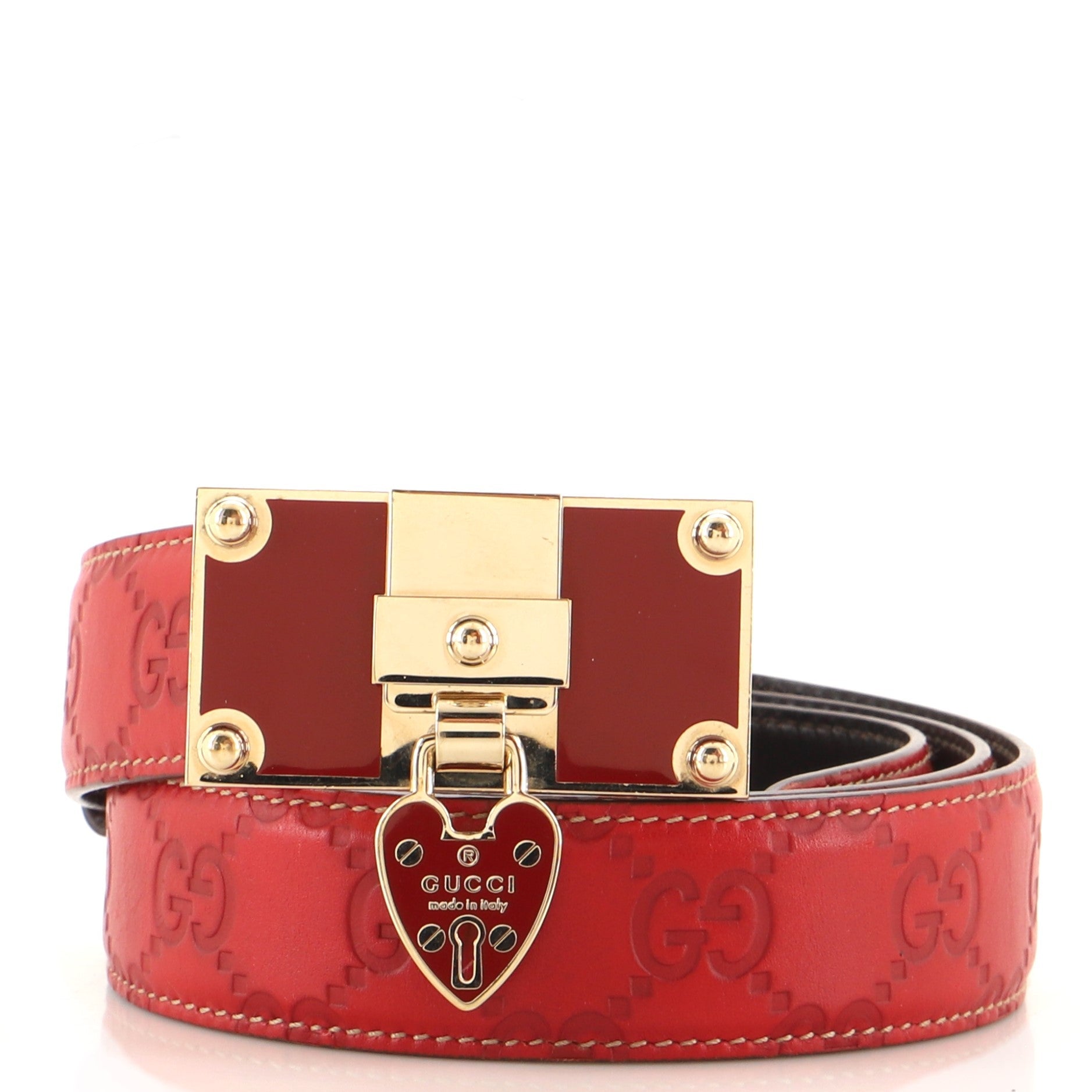 Vintage Heart Lock Belt Guccissima Leather Medium 85