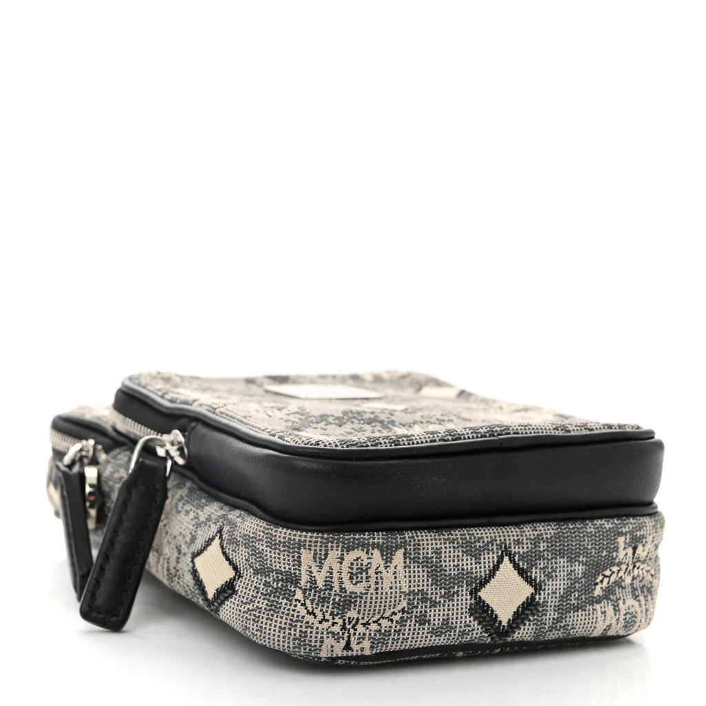 Vintage Jacquard Monogram Crossbody Bag Grey