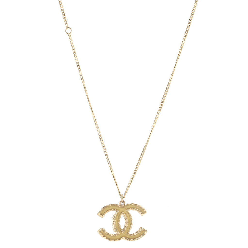 CC Long Pendant Necklace Crystal Embellished Metal