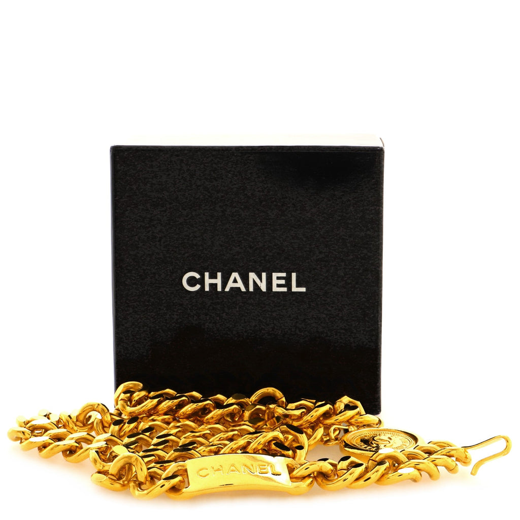 Vintage Logo Plate Chain Belt Metal 75