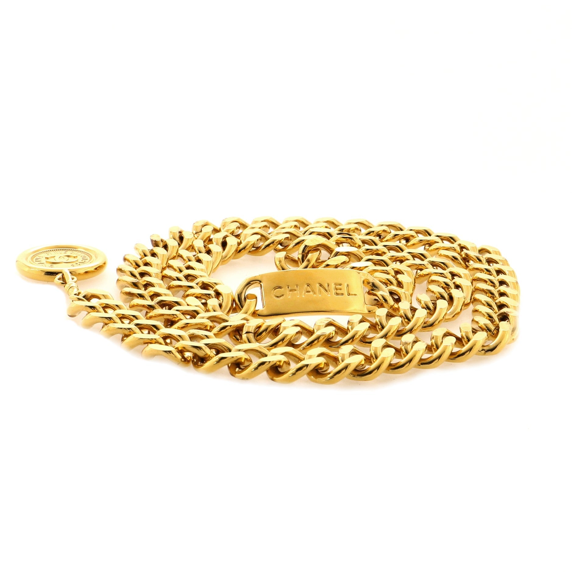 Vintage Logo Plate Chain Belt Metal 75